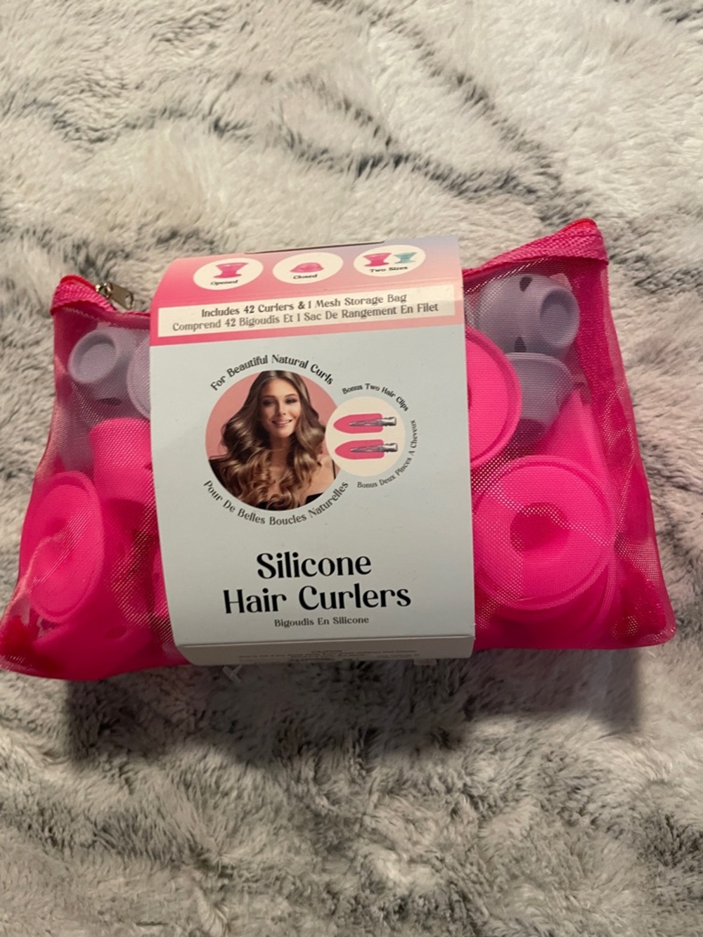 Silicone Hair Curlers - Bright Pink and blue with storage bag Beauty Hair